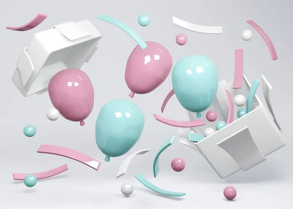Rendering Concept Van Gender Onthullen Baby Shower Verjaardagsfeestje Realistische Blauwe — Stockfoto