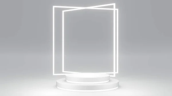 Conceito Renderização Tema Branco Pódios Exibição Produto Branco Elementos Geometria — Fotografia de Stock