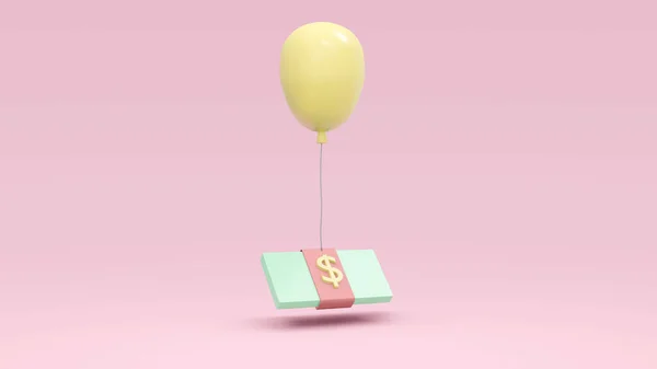Αποτύπωση Έννοια Του Χρηματοπιστωτικού Πληθωρισμού Ένα Μπαλόνι Λαμβάνοντας Ένα Πακέτο — Φωτογραφία Αρχείου