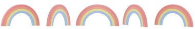 3D Rendering set of pastel rainbow in many views rotate in different angles isolated on white background. 3D Render. 3d illustration.