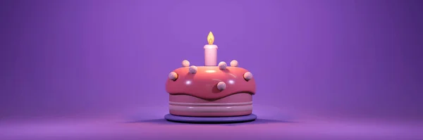 Rendering Birthday Cake Candle Dark Pastel Theme Concept Birthday Party — 스톡 사진