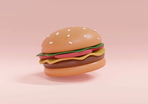 Rendering Burger Background Render Illustration — ストック写真