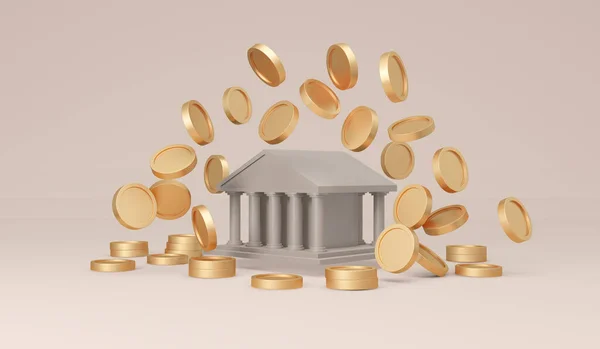 Rendering Money Coin Bank Icon Background Concept Economic Ministry Finance — Fotografia de Stock