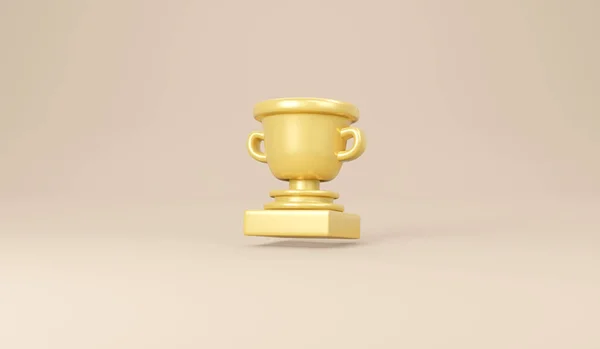 Rendering Concept Winner Golden Trophy Gold Background Render Illustration Minimal — Foto Stock