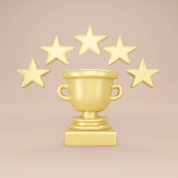 Rendering Concept Winner Trophy Stars Gold Pink Background Render Illustration — Stock fotografie