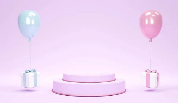 Rendering Concept Gender Reveal Baby Shower Birthday Party Blue Pink — Fotografia de Stock