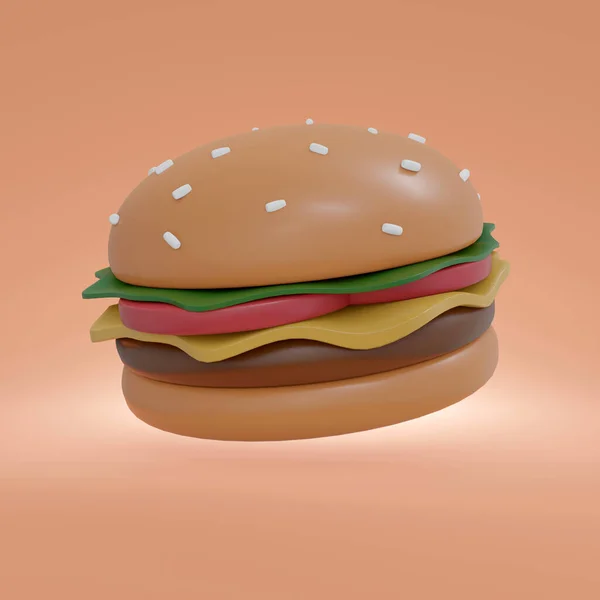 Arka Planda Boyutlu Hamburger Çizimi Boyutlu Resimleme Kare Kare — Stok fotoğraf