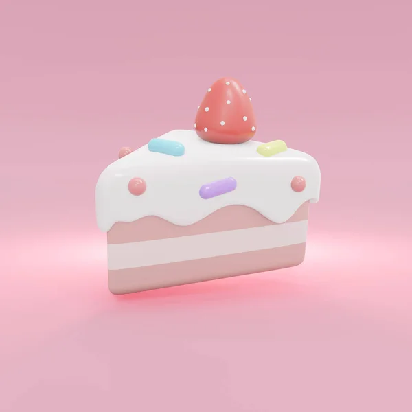 배경에 파스텔 테마의 케이크 렌더링 일러스트 사각형 — 스톡 사진