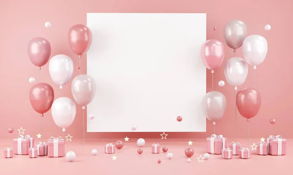 Renderelés Koncepció Születésnapi Valentin Napi Esküvő Esemény Háttér Rózsaszín Téma — Stock Fotó