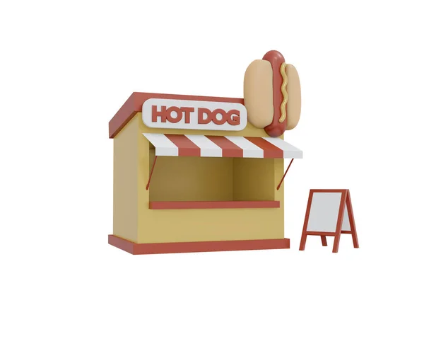 Rendering Hotdog Vendor Street Takeaway Food Isolated White Background Render — Stock Photo, Image