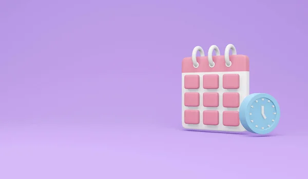 Rendering Von Agenda Element Icons Kalender Und Uhr Mit Kopierraum — Stockfoto