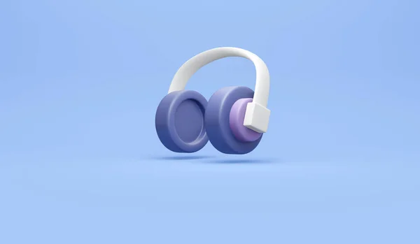 Renderowanie Słuchawki Tle Koncepcji Słuchania Muzyki Renderowania Ilustracji Kreskówki Styl — Zdjęcie stockowe