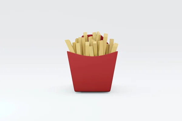 Fast food french fries paper box 01 3D model