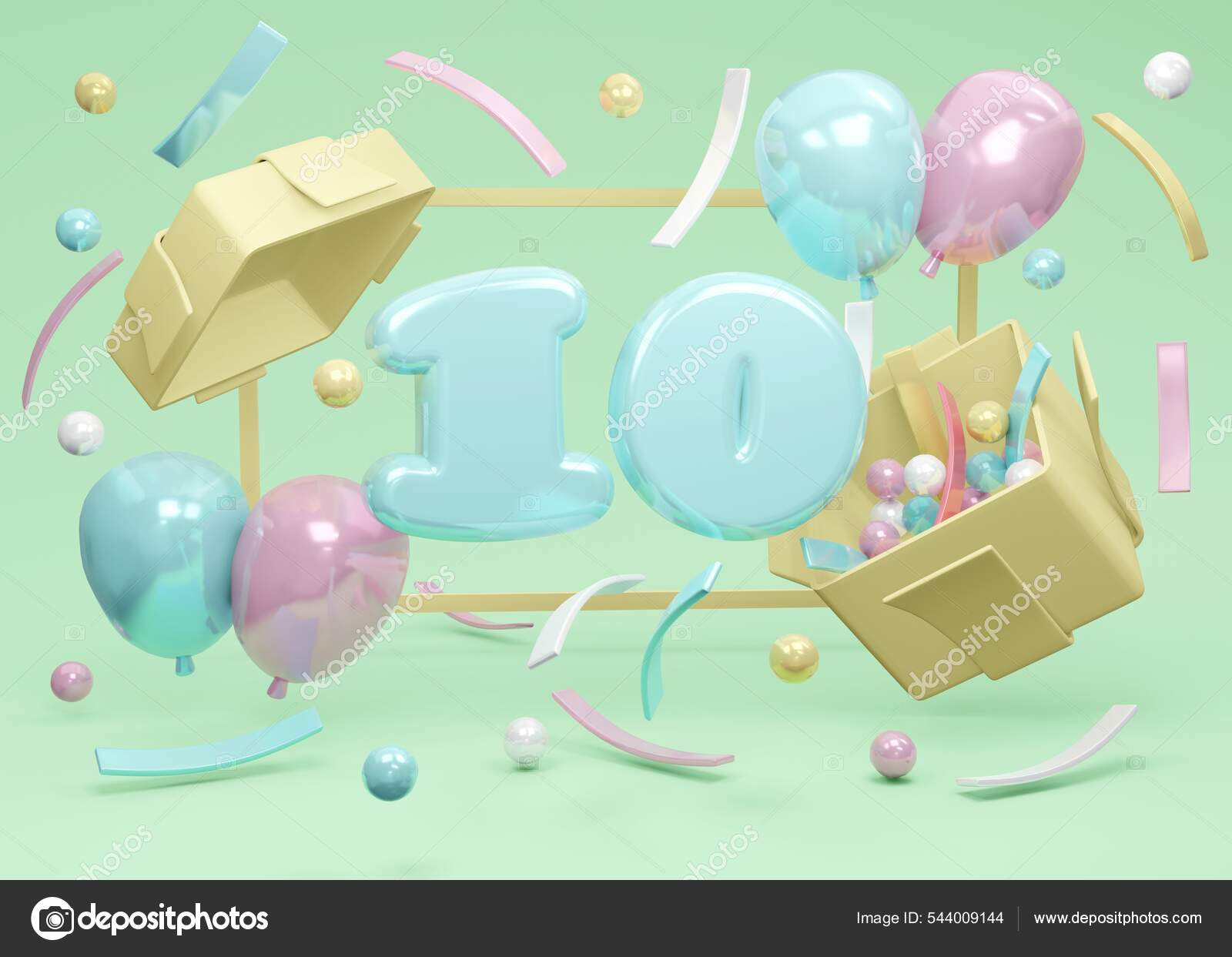 Fond De Fête D'anniversaire Avec Le Cadeau Et Les Confettis Image