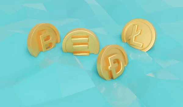 Rendering Van Financiële Pictogram Zweven Water Crypto Munt Symbool Achtergrond — Stockfoto