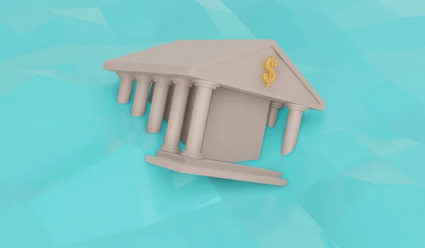 Representación Del Icono Financiero Flotando Símbolo Del Edificio Del Banco — Foto de Stock