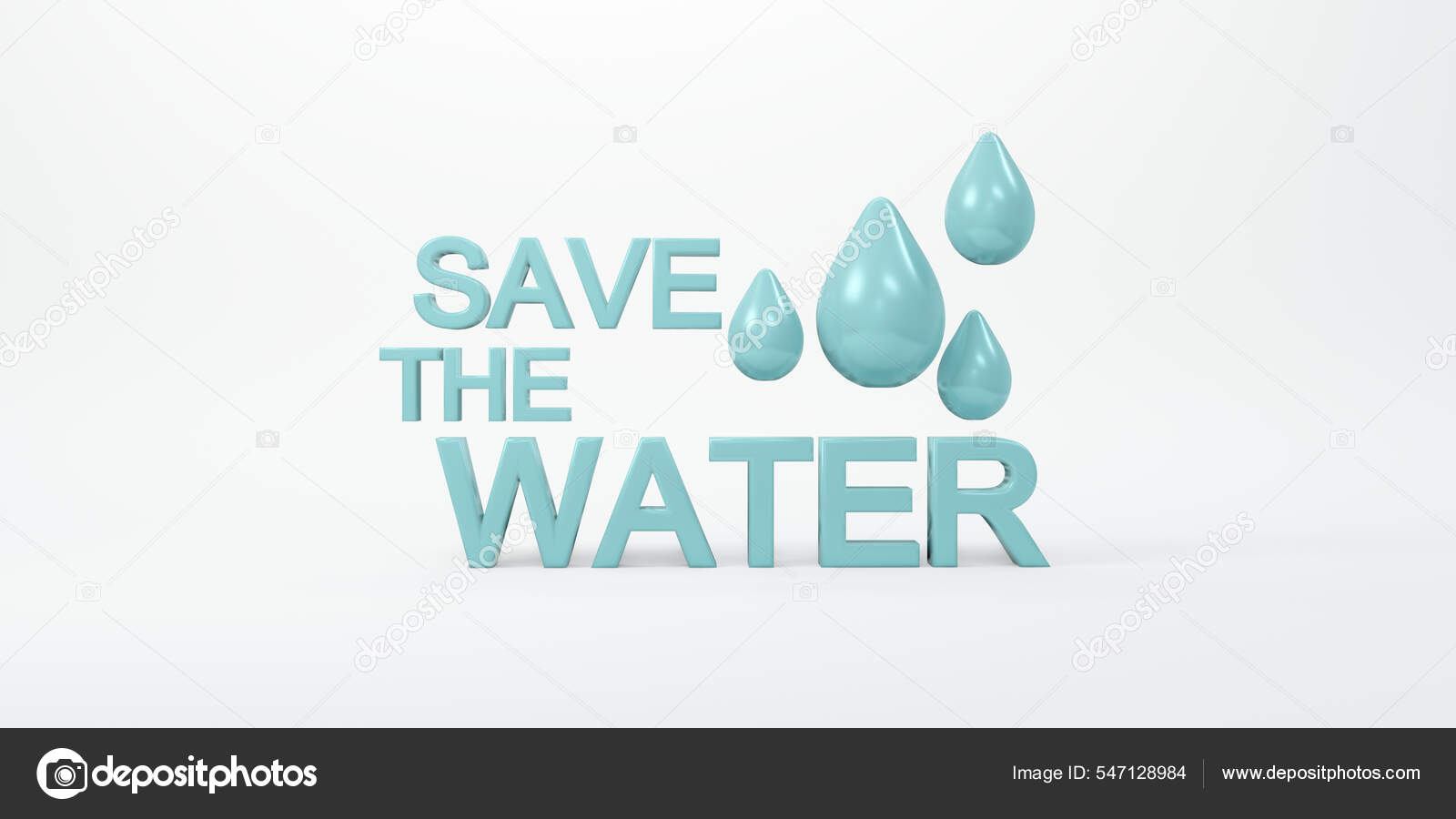 Rendering Word Water Water Drop Copy Space White Background Concept