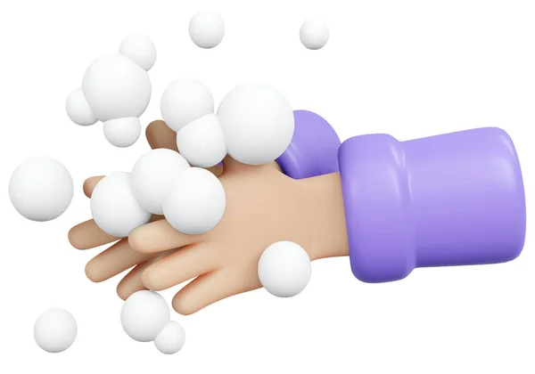 Рендеринг Мыльной Руки Мылом Изолирован Белом Фоне Концепции Гигиены Здоровья — стоковое фото