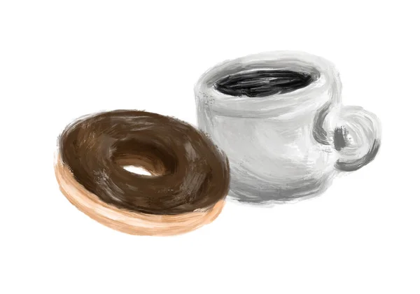 Uppsättning Amerikansk Traditionell Mat Inkluderar Kaffe Och Choklad Munk Olja — Stockfoto