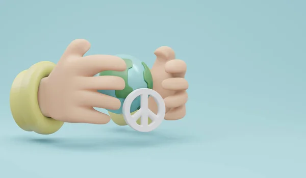 Rendering Van Hand Beschermen Wereldbol Vrede Teken Achtergrond Concept Van — Stockfoto