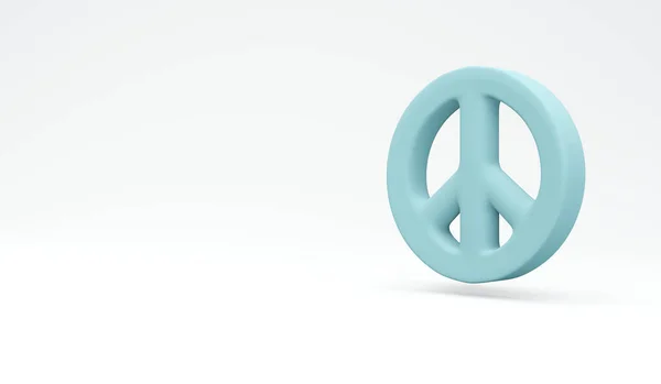 Rendering Blue Peace Sign White Background Concept War Stop Fighting — Fotografia de Stock