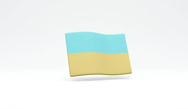 根据乌克兰国庆日的白色背景概念 对乌克兰国旗进行3D渲染 3D渲染插图卡通风格 — 图库照片