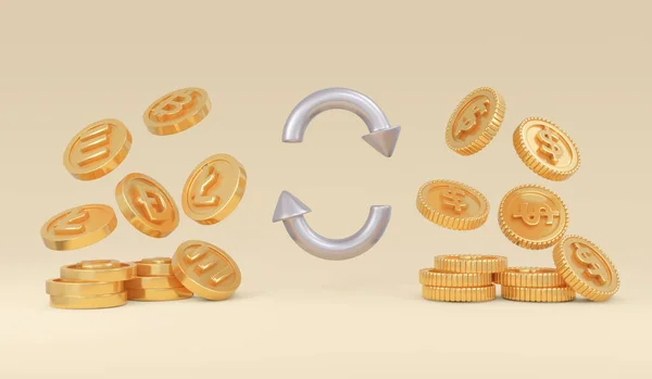 Rendering Dollar Munten Cryptogeld Munten Concept Van Prijsvergelijking Fiat Digitale — Stockfoto