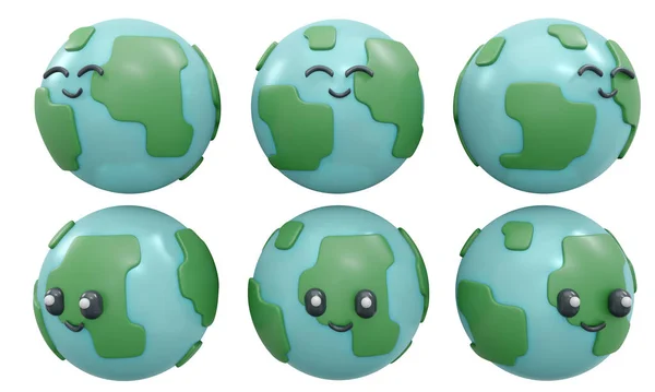Rendering Karaktär Smiley Världen Ikon Isolat Vit Bakgrund Begreppet Världen — Stockfoto