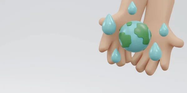 손으로 지구의 아이콘을 렌더링 개념에 방울의 일러스트 스타일 — 스톡 사진