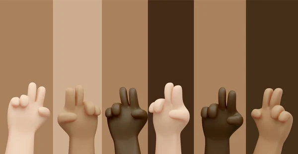 Αποτύπωση Των Χεριών Πολλά Χρώματα Του Δέρματος Gesturing Σύμβολο Της — Φωτογραφία Αρχείου