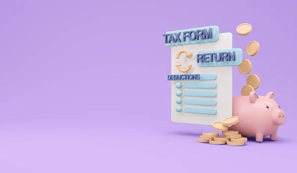 Rendering Tax Return Form Document Paper Money Elements Concept Tax —  Fotos de Stock