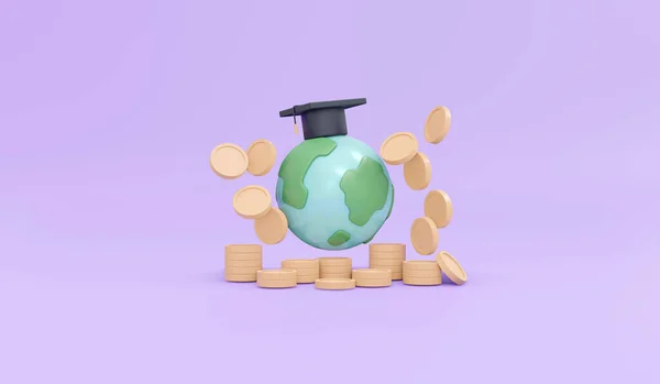 Diploma Plafon Ikon Érmék Globális Ikon Koncepció Pénzt Takarít Meg — Stock Fotó