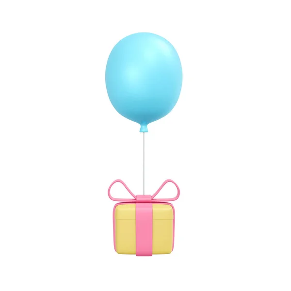 Rendering Gift Box Balloon Isolated White Commercial Design Render Illustration — Stock Photo, Image