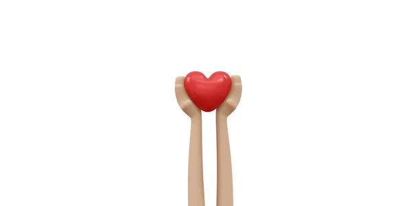 Återgivning Hand Håller Rött Hjärta Begreppet Organdonation Familjeförsäkring Världens Hjärtdag — Stockfoto