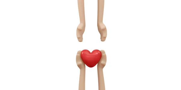 Rendering Hand Holding Red Heart Concept Organ Donation Family Insurance — 스톡 사진