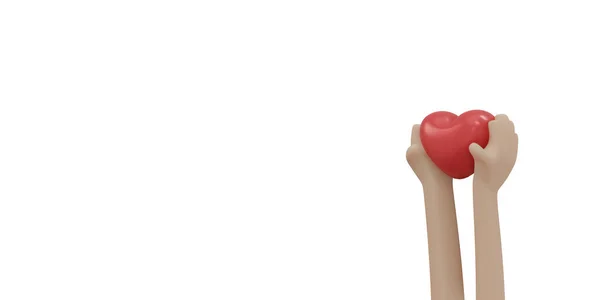 Απόδοση Του Χεριού Κρατώντας Κόκκινη Καρδιά Έννοια Της Δωρεάς Οργάνων — Φωτογραφία Αρχείου