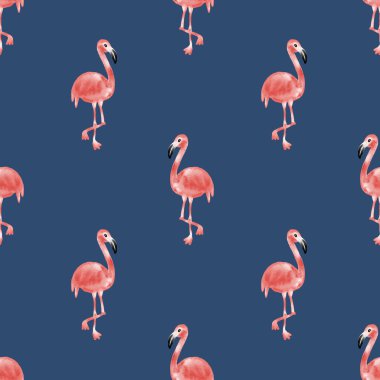 Tatlı, pürüzsüz el çizimi, suluboya flamingo fil desenli arka plan.