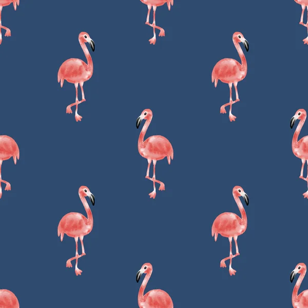 Cute Bezszwowe Strony Rysowane Akwarela Flamingo Słoń Wzór Tła — Zdjęcie stockowe