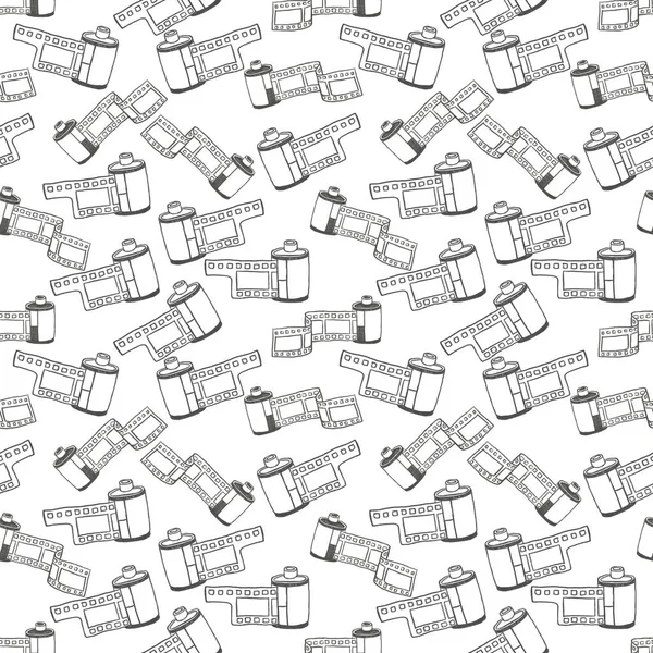 Cute Seamless Hand Drawn Ink Line Film Roll Pattern Background — ストック写真