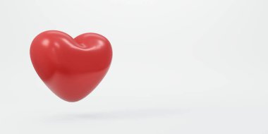 3d rendering red heart with copy space on white background concept of organ donation, care, world heart day, health day, gratitude, kind, thankful and love. 3d render illustration cartoon style.