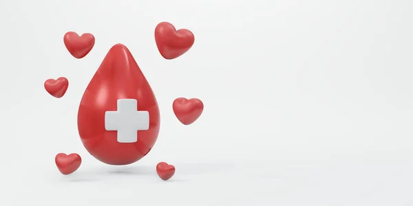 Rendering Blood Drop Red Cross Sign Copy Space Background Banner — 스톡 사진