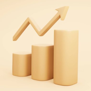 Arkaplandaki veri bilgisini arttıran ikon kavramını gösteren 3 boyutlu grafik ve okun oluşturulması. 3B Çizim Çizim Çizim Biçimi.
