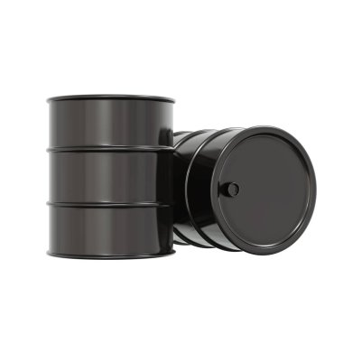 Beyaz arka planda 3 boyutlu petrol varili üretimi. 3B Çizim Çizim Çizim Biçimi.