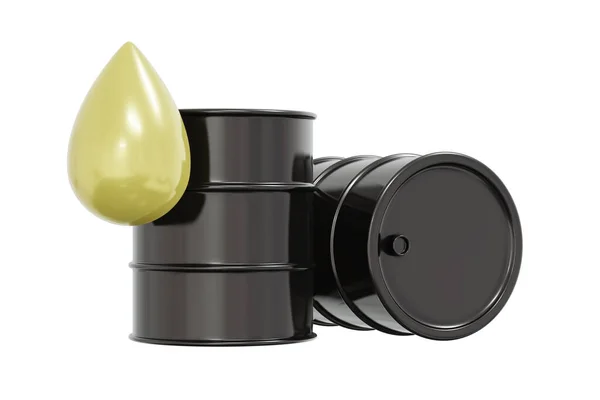 白い背景に隔離された石油油ドラム容器バレルの3Dレンダリング 3Dレンダリングイラスト漫画スタイル — ストック写真