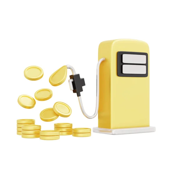 Rendering Olja Olja Bränsle Pump Munstycke Med Pengar Mynt Isolerad — Stockfoto