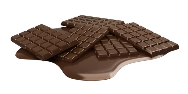 Rendering Fusione Barra Cioccolato Isolato Sfondo Bianco Design Commerciale Render — Foto Stock