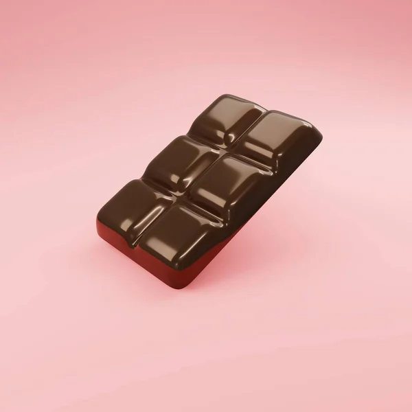 Renderização Barra Chocolate Fundo Rosa Para Design Comercial Render Ilustração — Fotografia de Stock