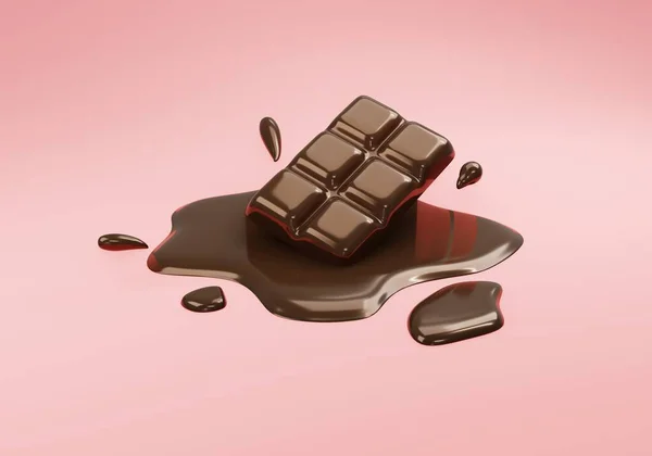 Representación Barra Chocolate Sobre Fondo Rosa Para Diseño Comercial Renderizar — Foto de Stock