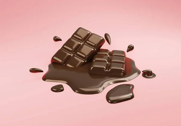 Representación Barra Chocolate Sobre Fondo Rosa Para Diseño Comercial Renderizar —  Fotos de Stock