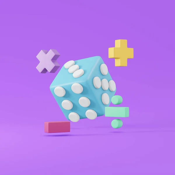 Rendering Dice Math Symbol Background Render Illustration Cartoon Style — Stock Fotó